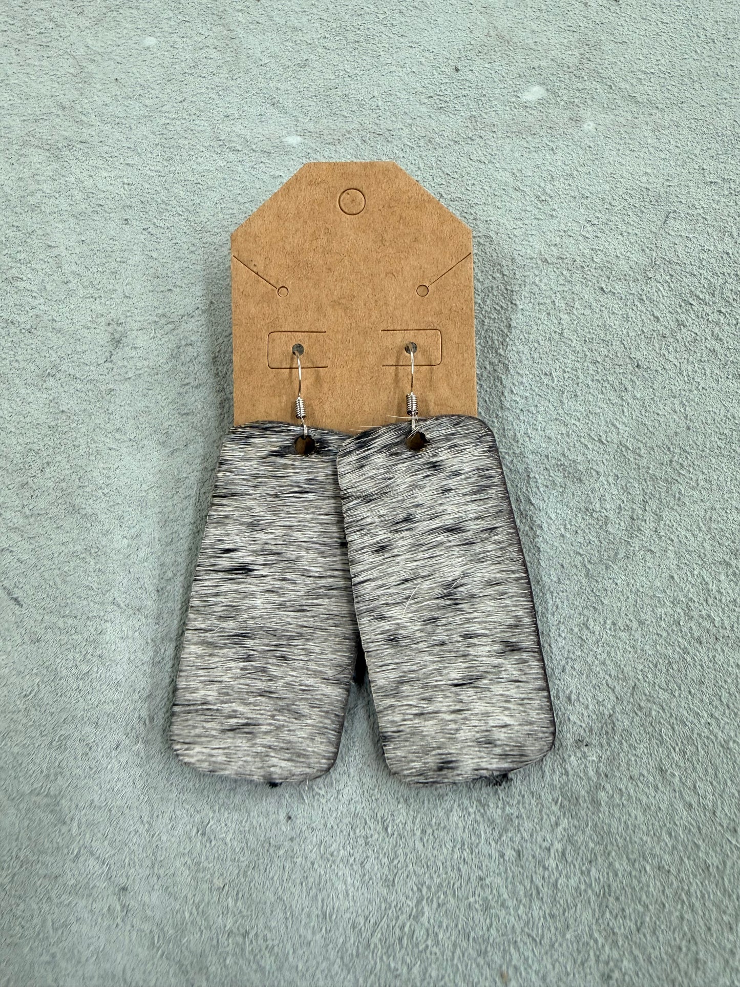 Cowhide Earrings - Black Speckle