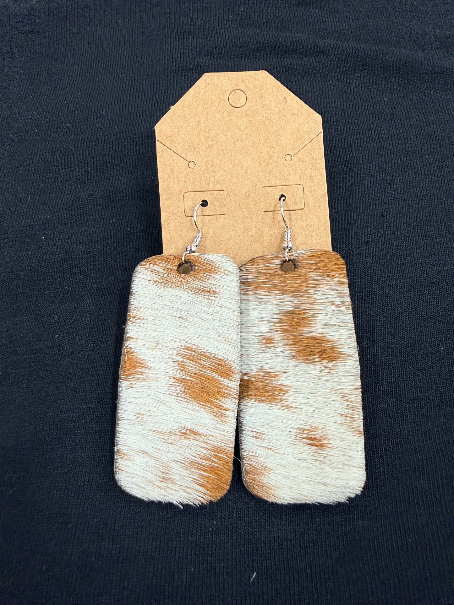 Cowhide Earrings - Brown & White