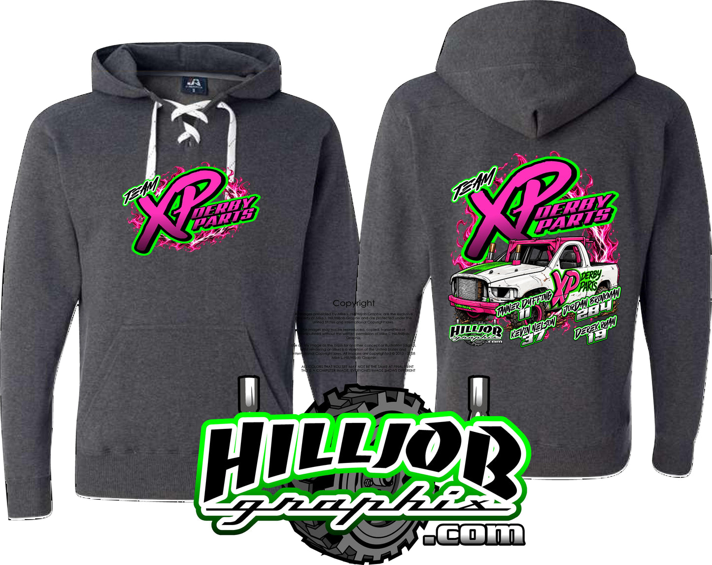 #426 Team Xp Derby Parts Hockey Hoodie