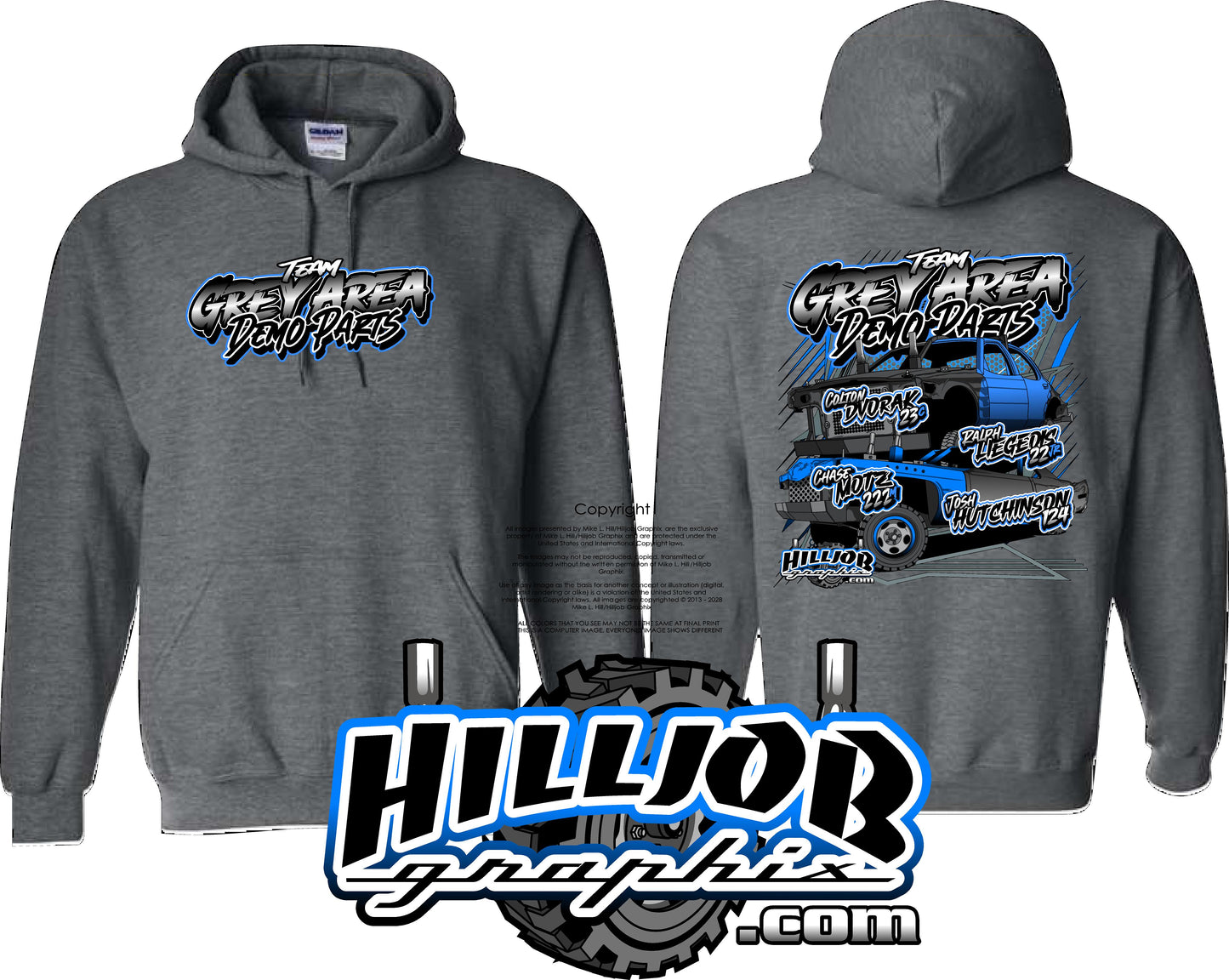 #424 Team Grey Area Derby Parts Hoodie