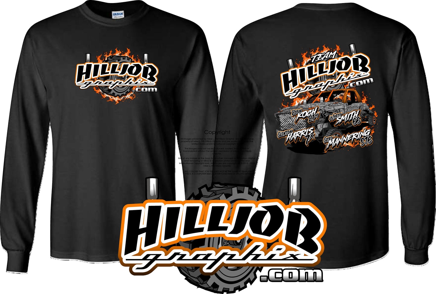 #407 Team Hilljob Graphix Trucks Gold Rush Long Sleeve T-shirt