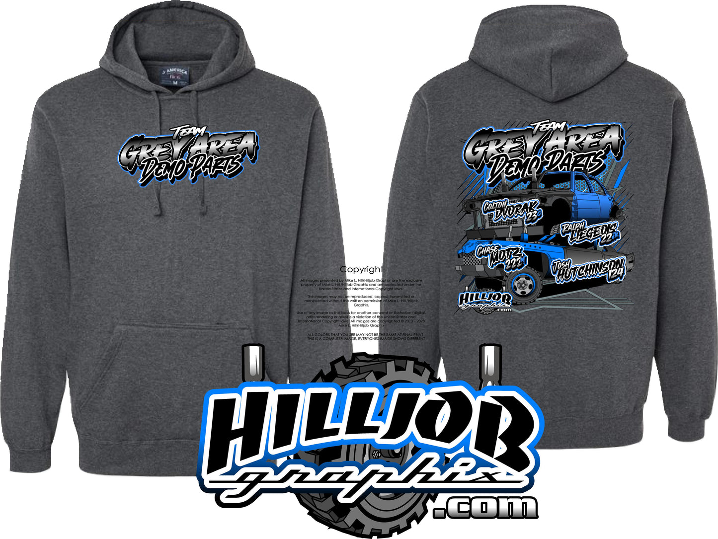 #424 Team Grey Area Derby Parts Tailgate Hoodie