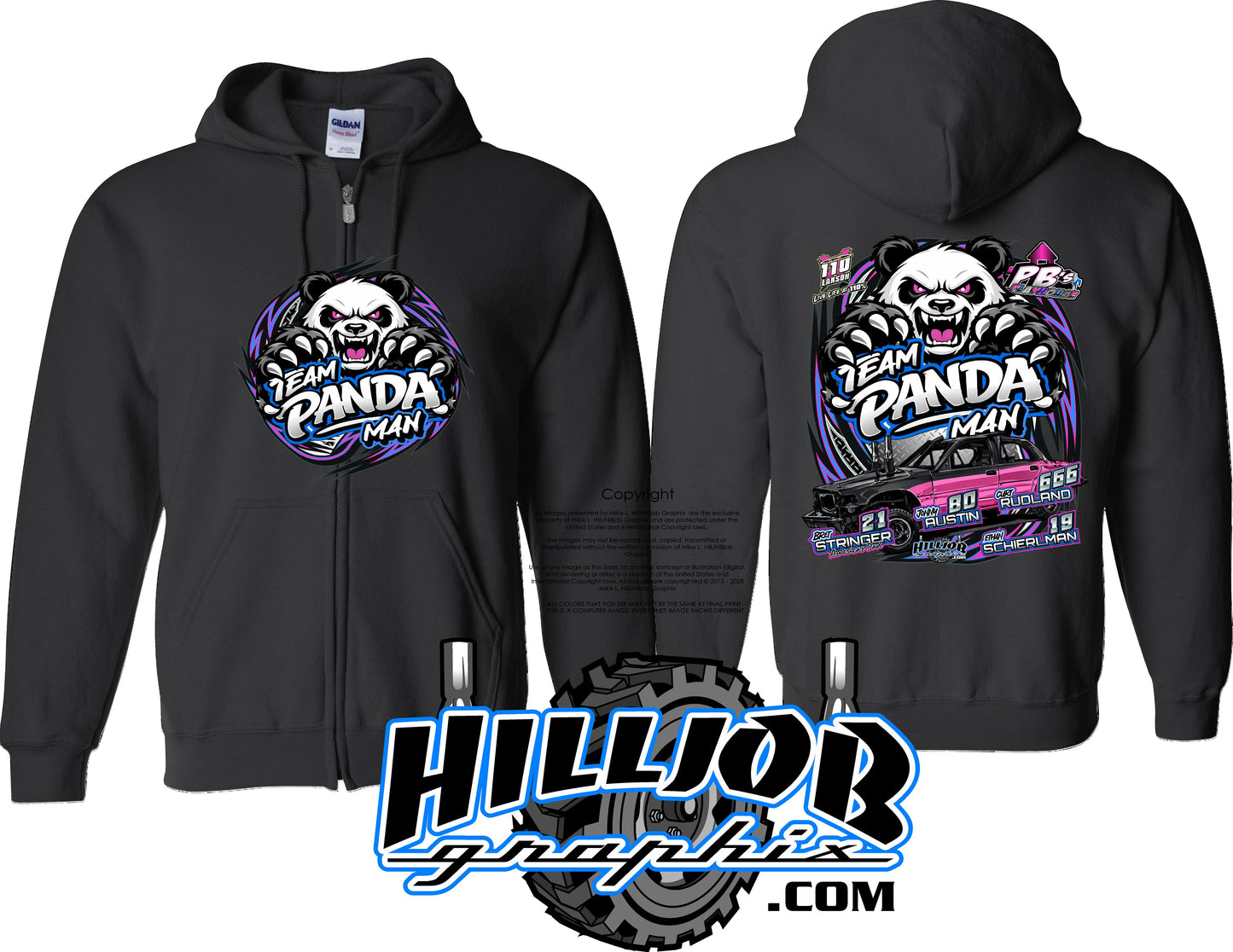 #346 Team Panda Man Zipped Hoodie