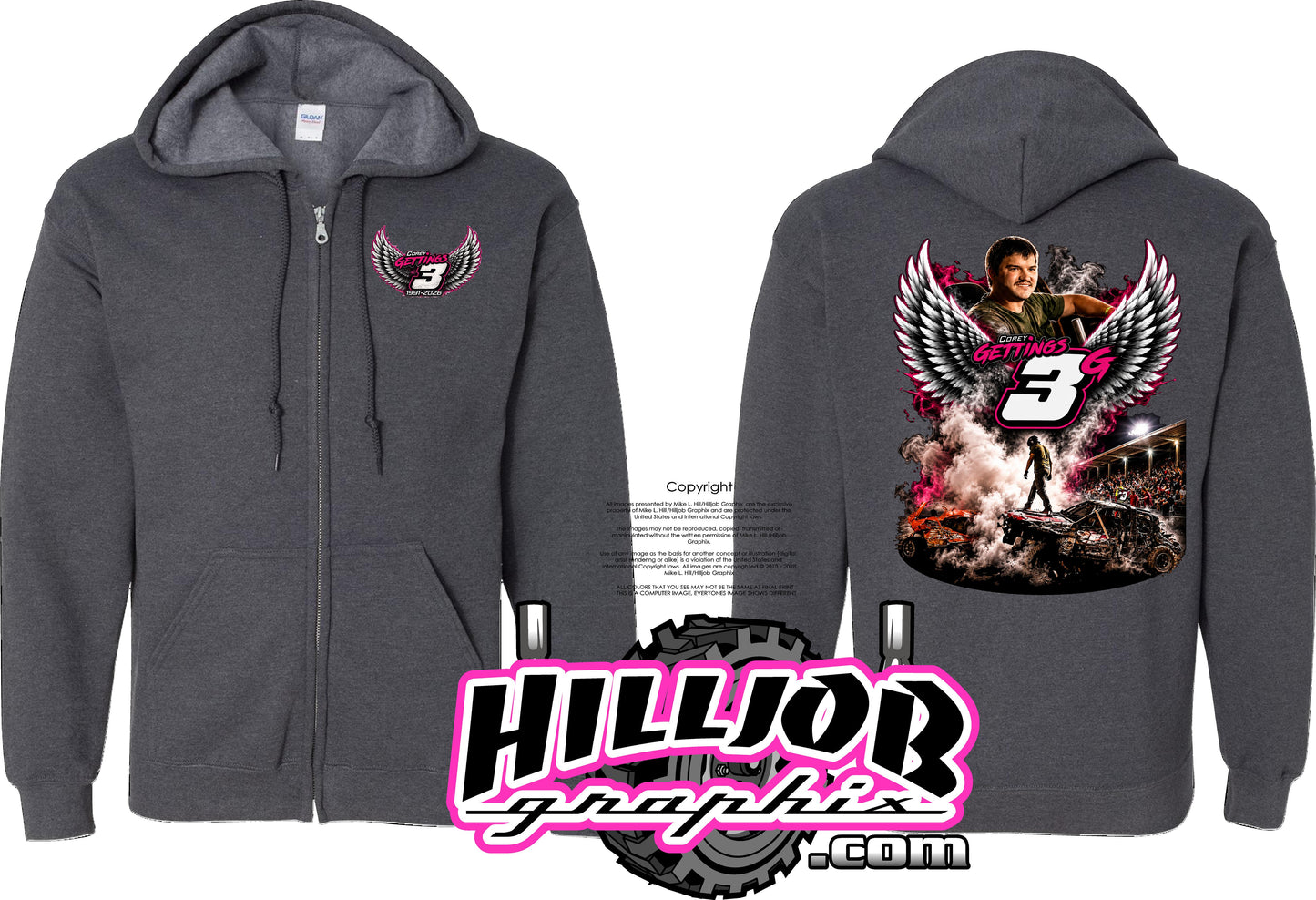 #391 Corey Gettings Memorial Zipped Hoodie