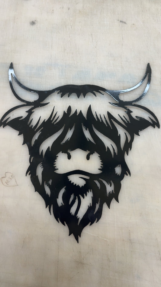 Highland cow metal sign