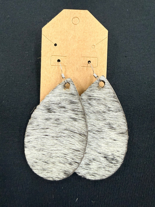 Cowhide Earrings - Black Speckle
