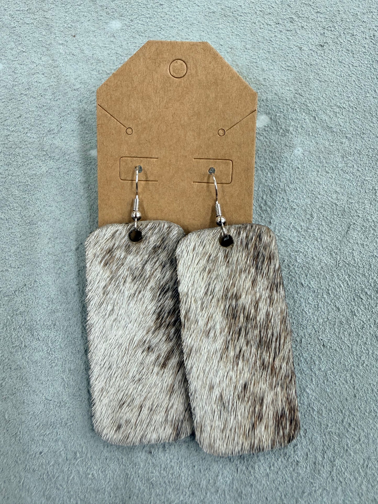 Cowhide Earrings - Brown Speckle
