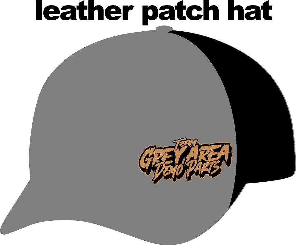#424 Team Grey Area Derby Parts Leather Patch Hat
