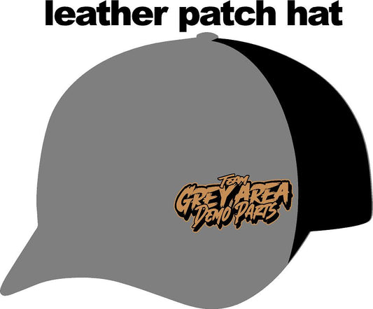 #424 Team Grey Area Derby Parts Leather Patch Hat