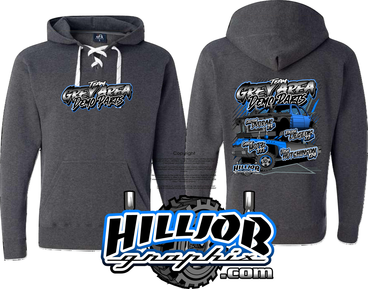 #424 Team Grey Area Derby Parts Hockey Hoodie