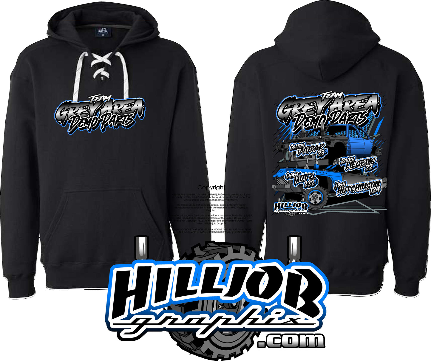 #424 Team Grey Area Derby Parts Hockey Hoodie