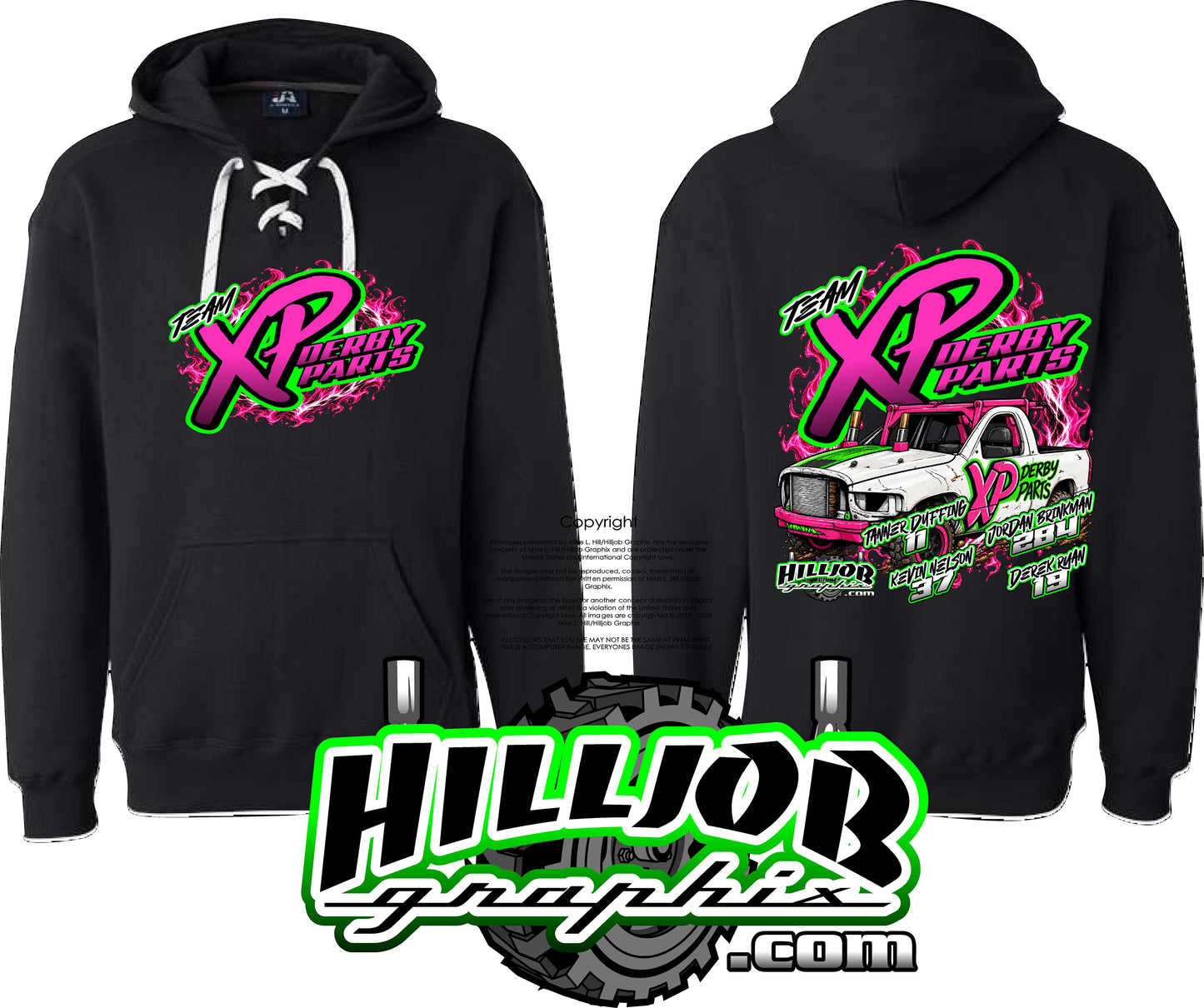 #426 Team Xp Derby Parts Hockey Hoodie