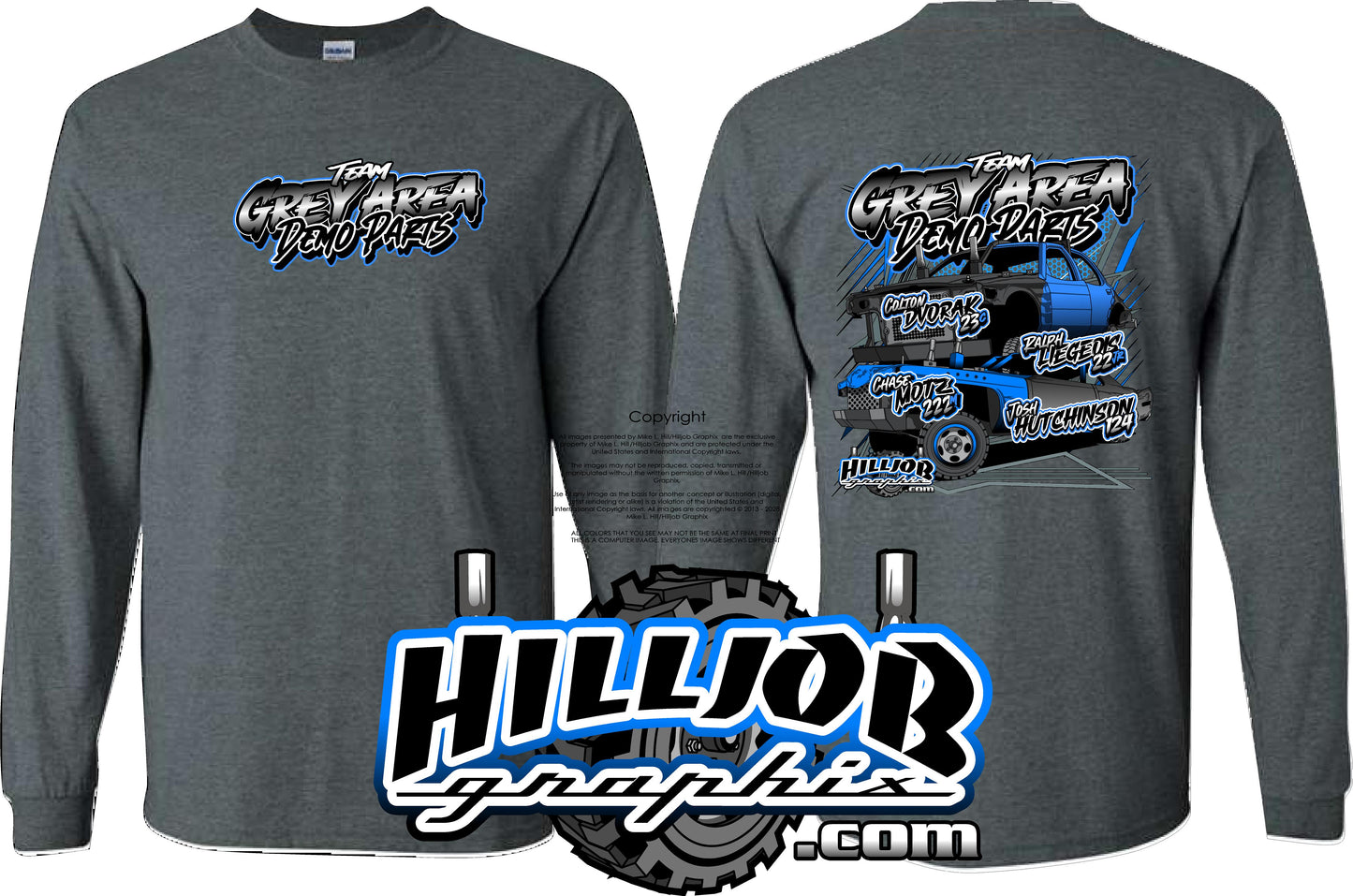 #424 Team Grey Area Derby Parts Long Sleeve T-shirt