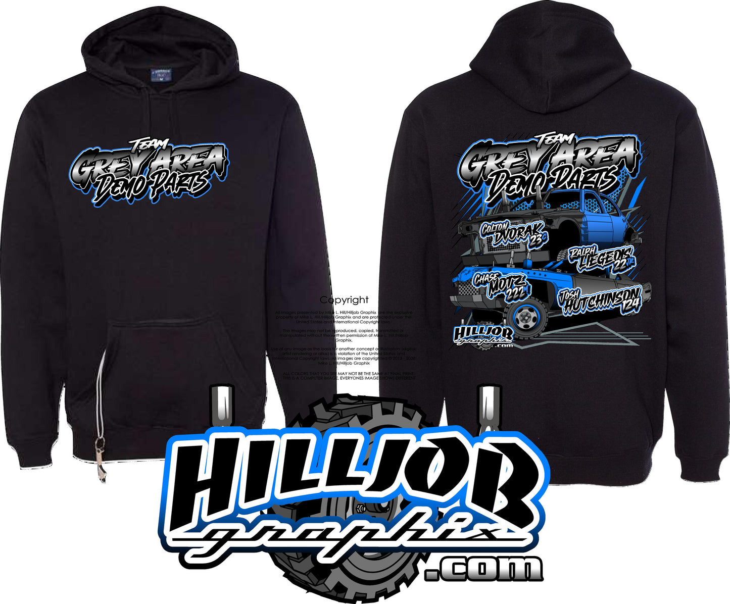 #424 Team Grey Area Derby Parts Tailgate Hoodie