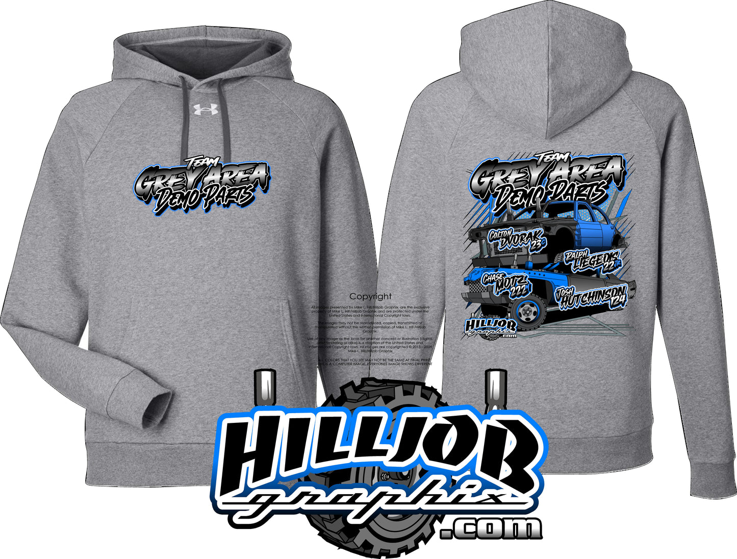 #424 Team Grey Area Derby Parts Under Armour Hoodie
