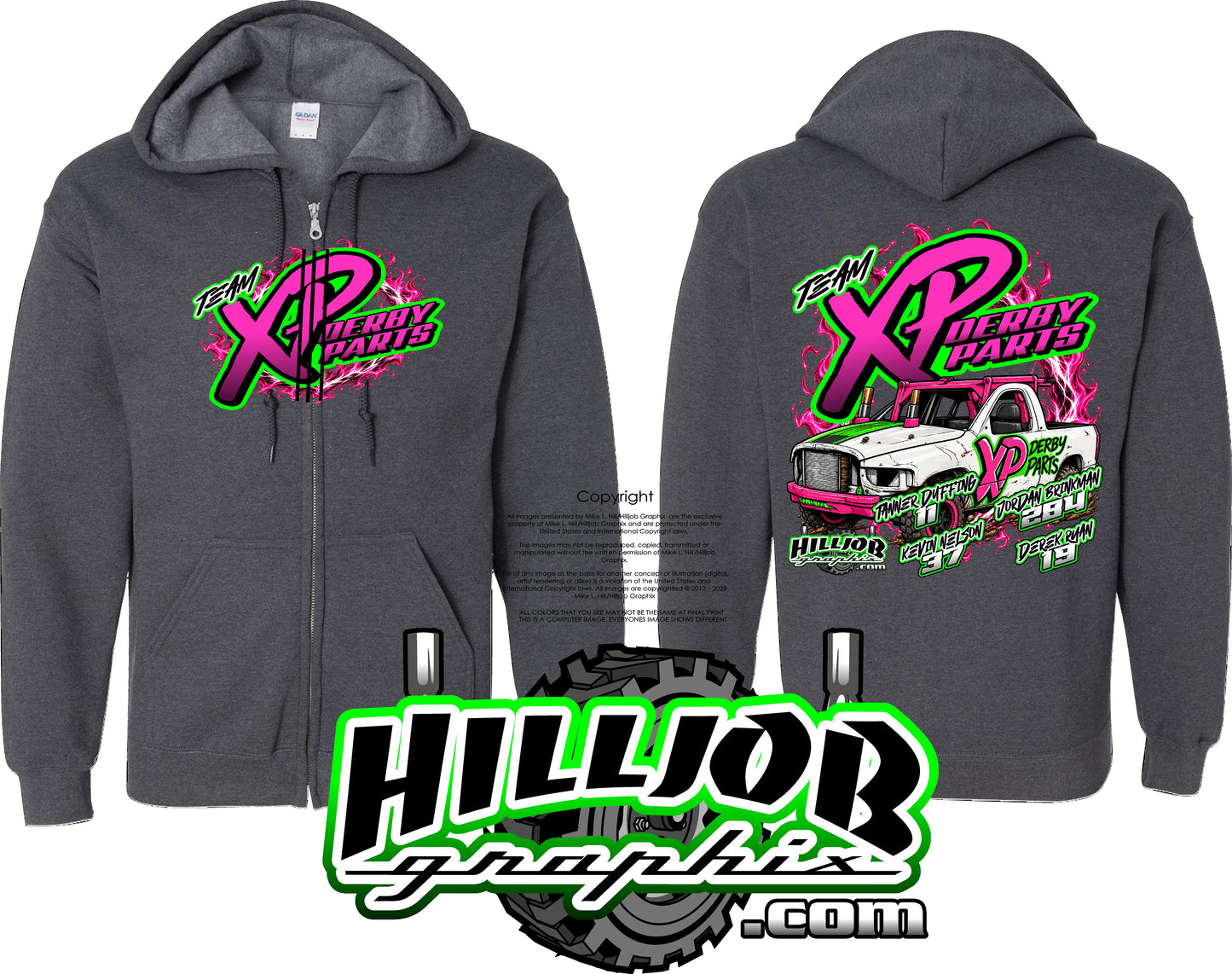 #426 Team Xp Derby Parts Zipped Hoodie