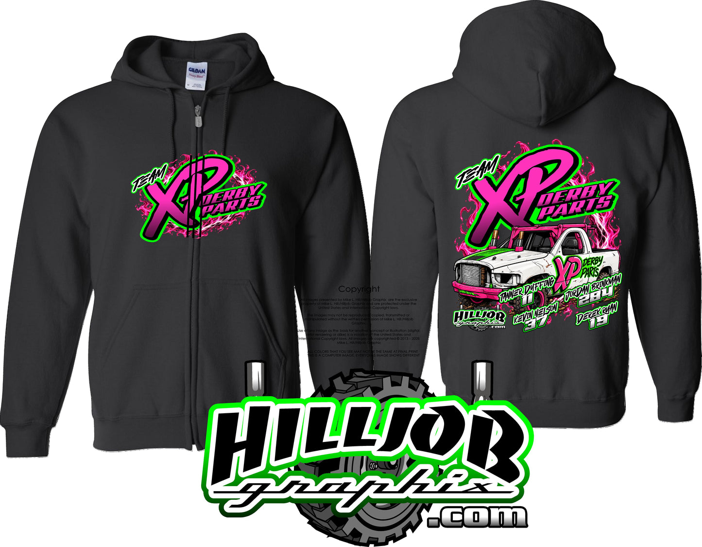 #426 Team Xp Derby Parts Zipped Hoodie