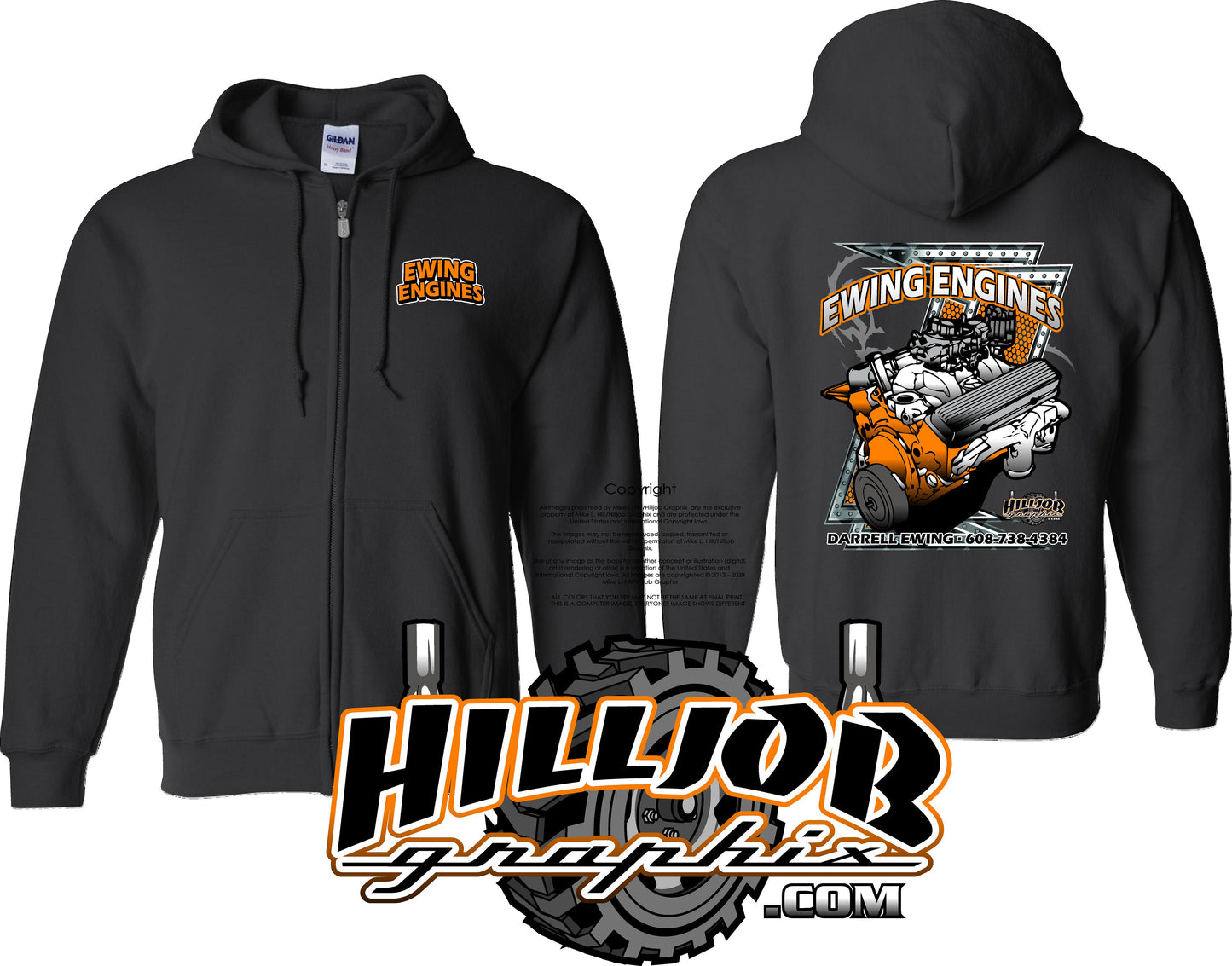 #414 Ewing Engines Zipped Hoodie
